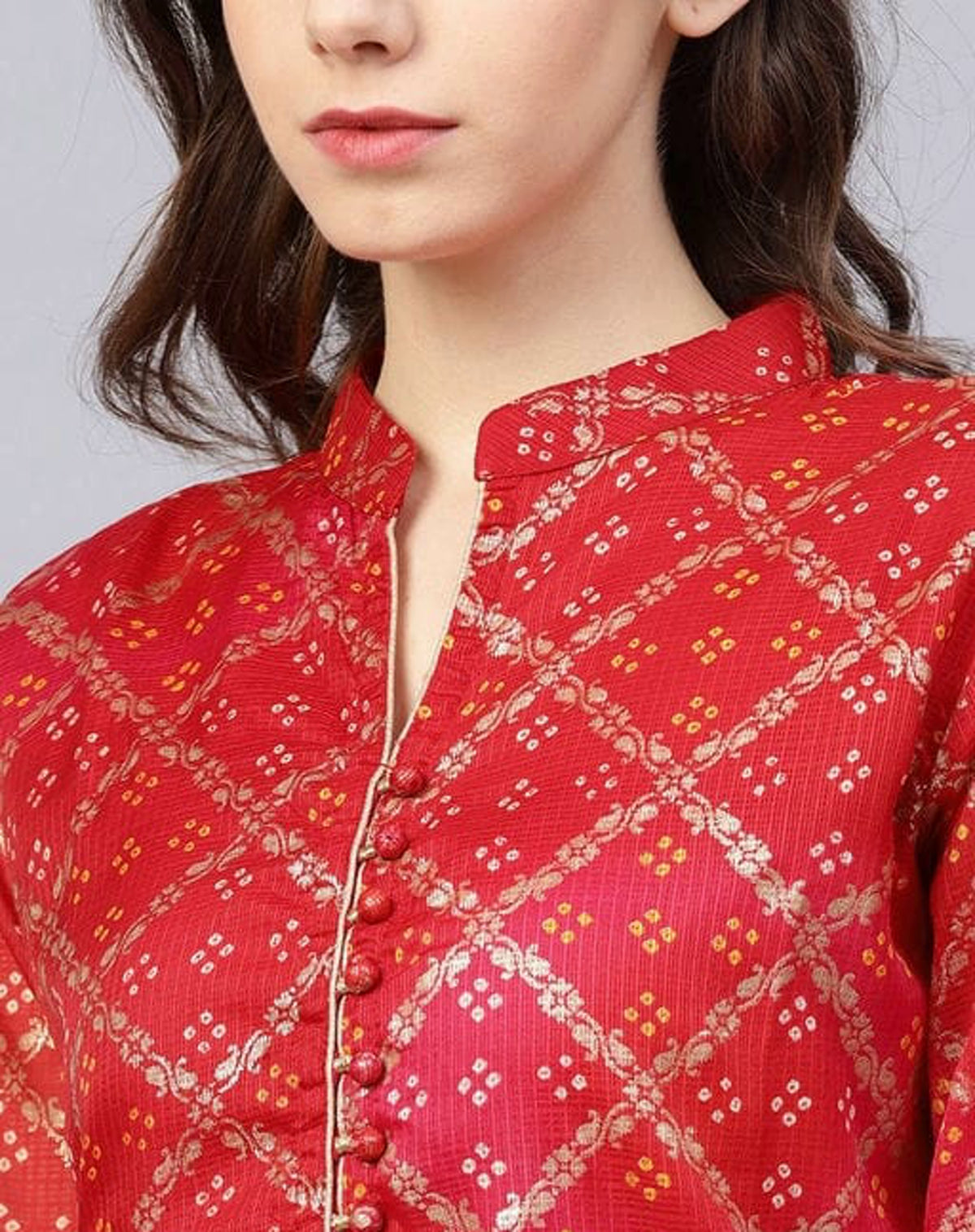 Women's Bandhani Printed Poly Silk Kurta