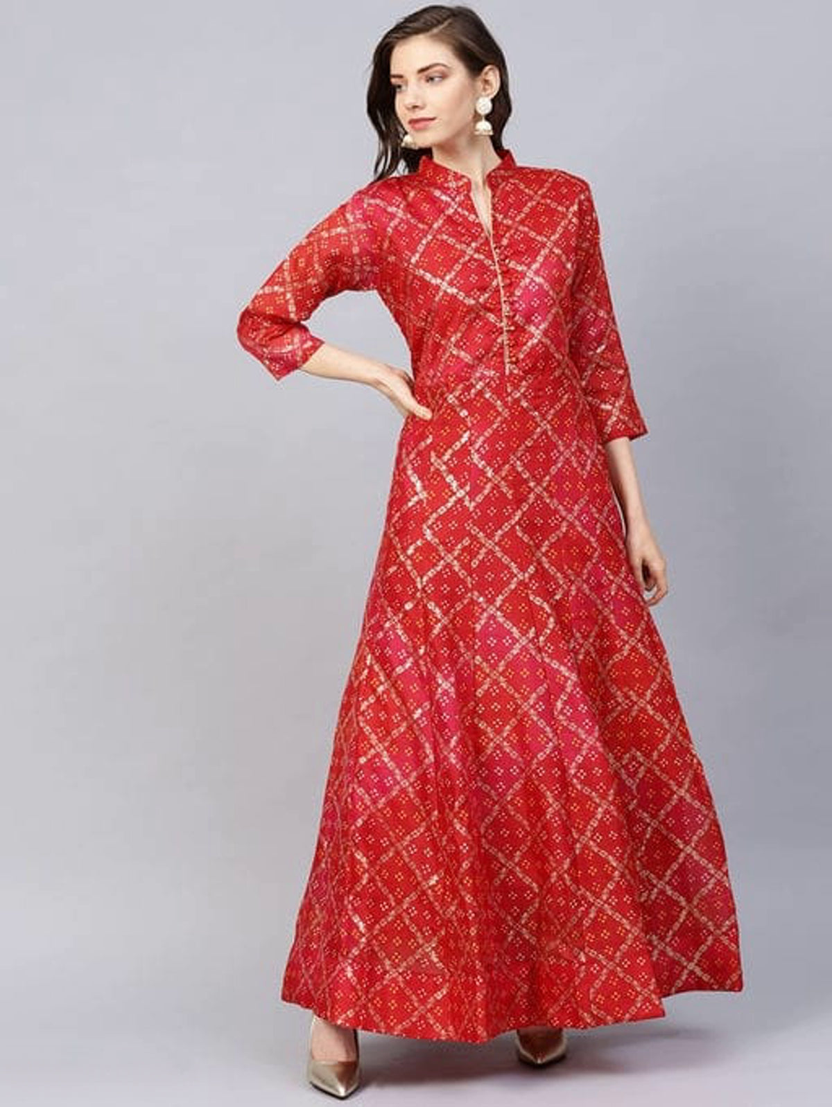 Women's Bandhani Printed Poly Silk Kurta