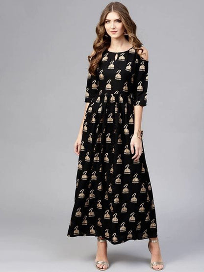 Ever Stylish Woman's Black Cold Shoulder Dress
