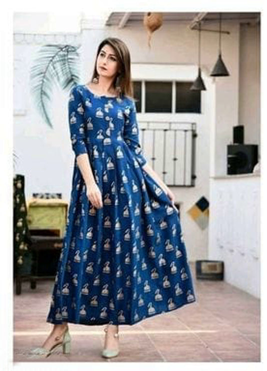 Women's Blue Printed Dress