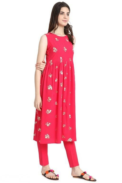 Women Beautiful Pink Crepe Kurta