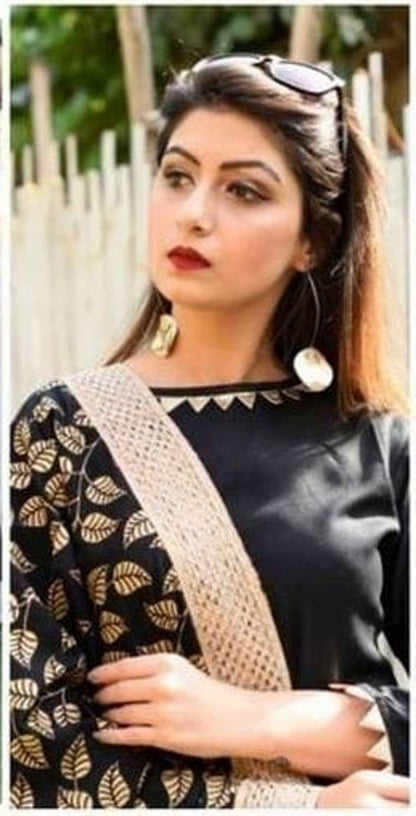 Women's Designer Black and Golden Printed Kurta Set