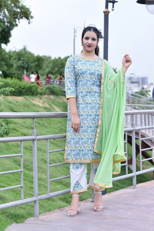 Women's Printed Cotton Kurta Set