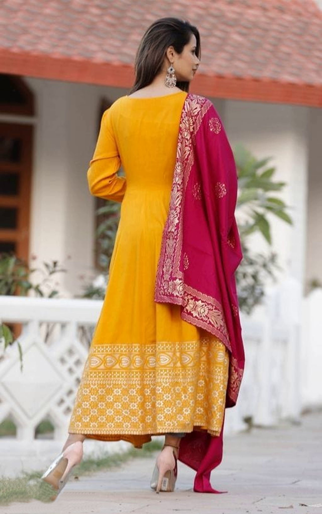 Buy online Red Cotton Anarkali Kurta Churidar Suit Set at best price at  bibain  SKDFKTL9035AW23RED