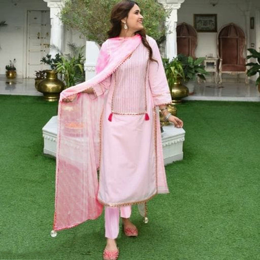 Women's Pretty in Pink Cotton Kurta Set