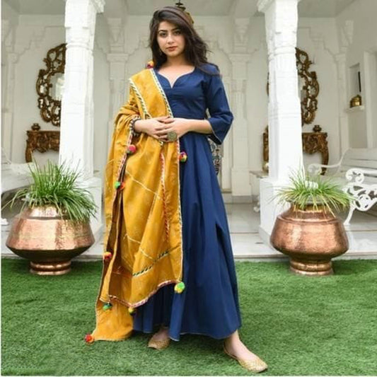 Women's Designer Anarkali Cotton Kurta Set