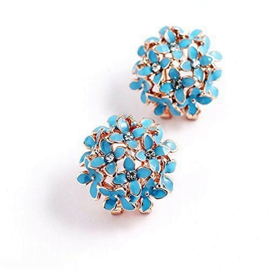 Gold-Plated Aqua Floral Studs