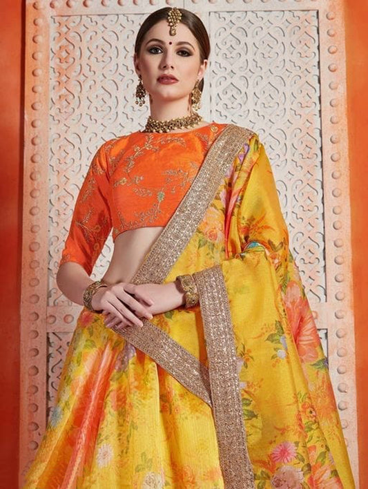 Women's Satin Semi Stitched Lehenga Choli