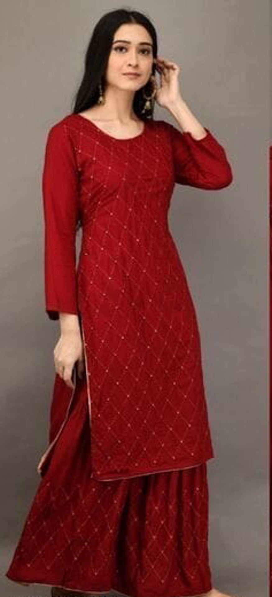 Women's Embroidered Kurta Set with Palazzos