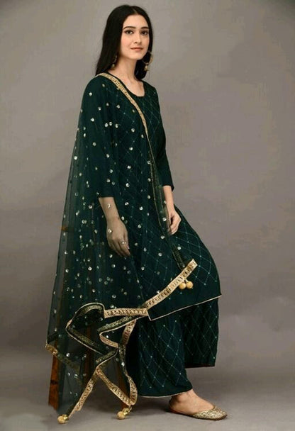 Women's Embroidered Kurta Set with Palazzos