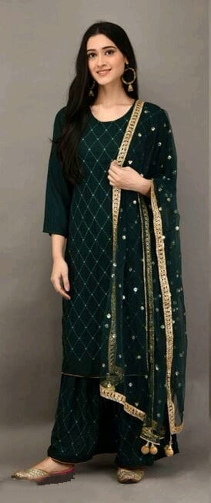 Women's Embroidered Kurta Set with Palazzos