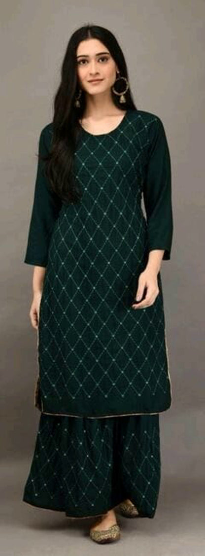 Women's Embroidered Kurta Set with Palazzos