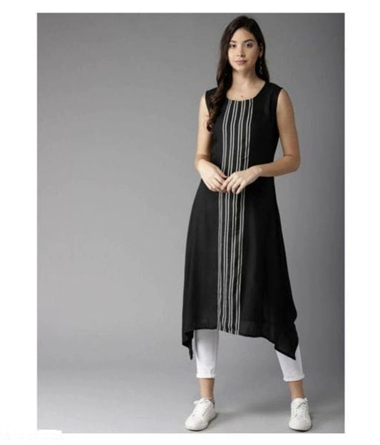 Urban Wardrobe's Sassy Women's  Plus Size Black and White Sleeveless Kurta