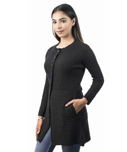 Women's Black  Front-Open Sweater