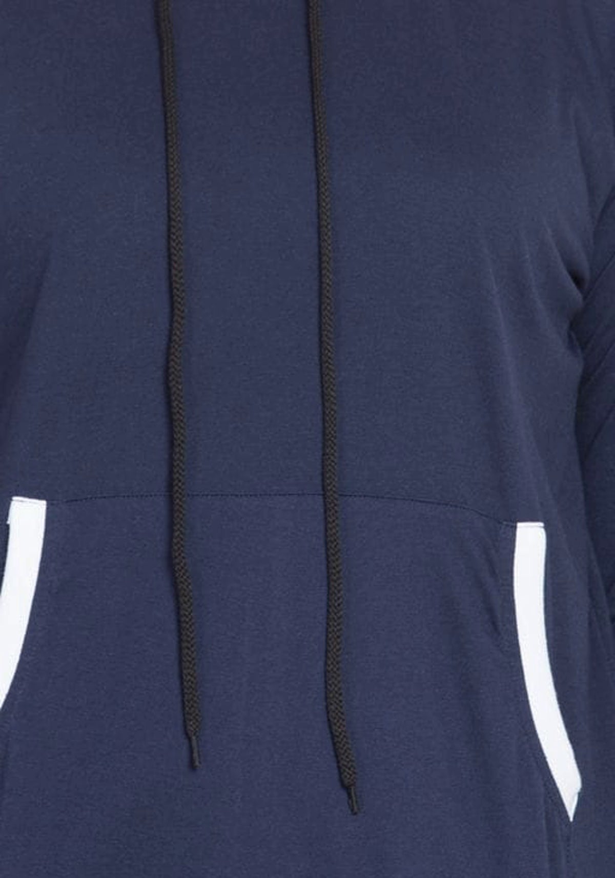 Women Navy Blue Solid Hooded Sweatshirt