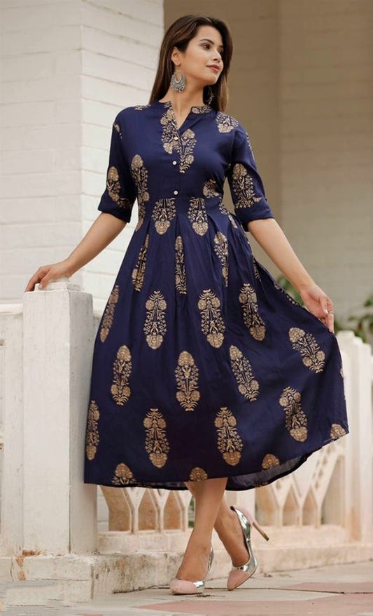 Printed Fit and Flare Dress