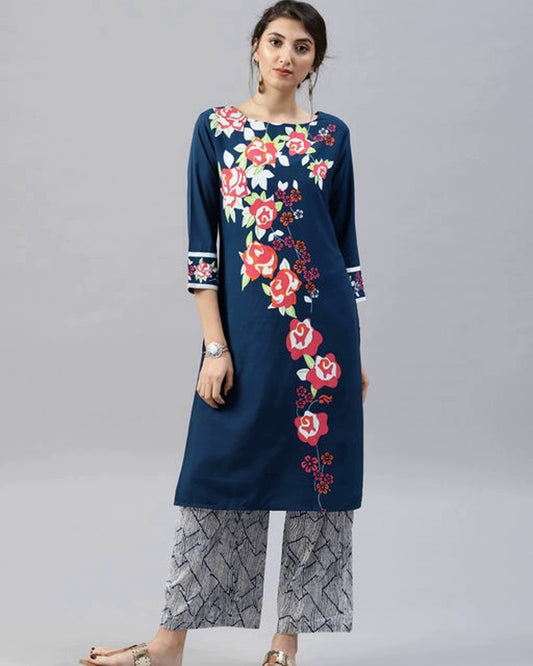 Women's Straight Stylish Crepe Plus Size Kurta