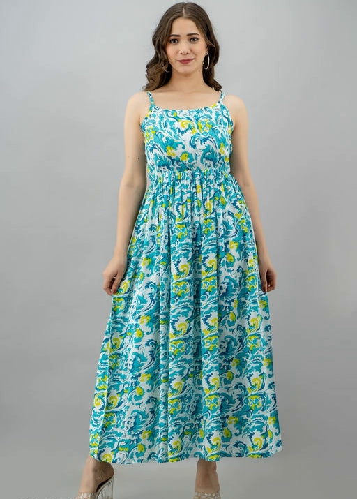 Women's Printed Long Rayon Dress