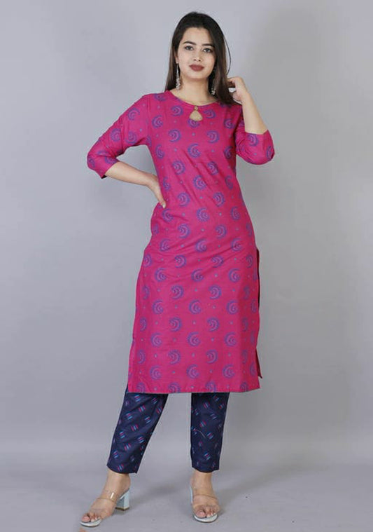Women's Printed Pure Cotton Kurta Set
