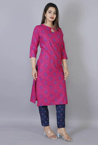 Women's Printed Pure Cotton Kurta Set