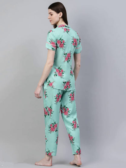 Women's Floral Printed Viscose Rayon Lounge Wear