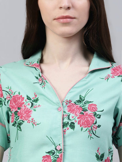 Women's Floral Printed Viscose Rayon Lounge Wear