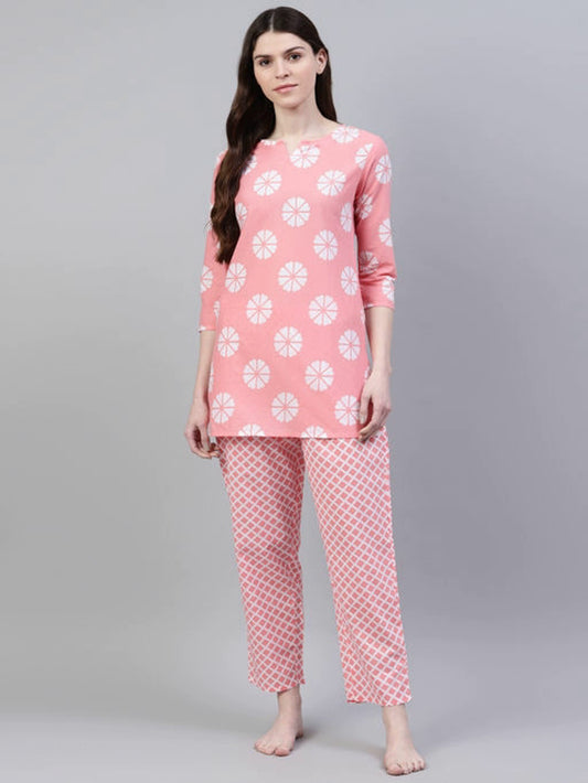 Women's Printed Viscose Cotton Lounge Wear