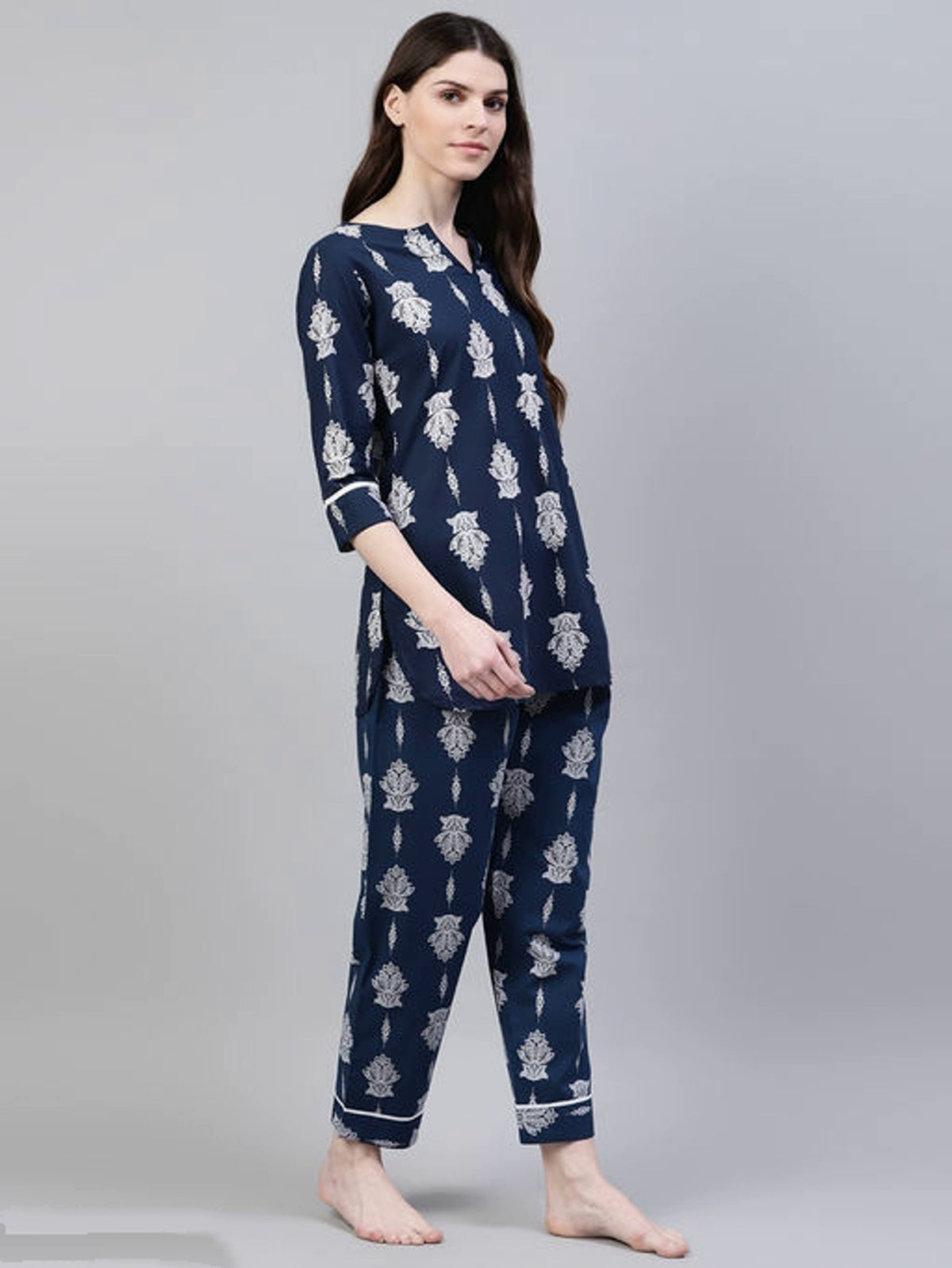 Women's Floral Print Cotton Night Suit Set