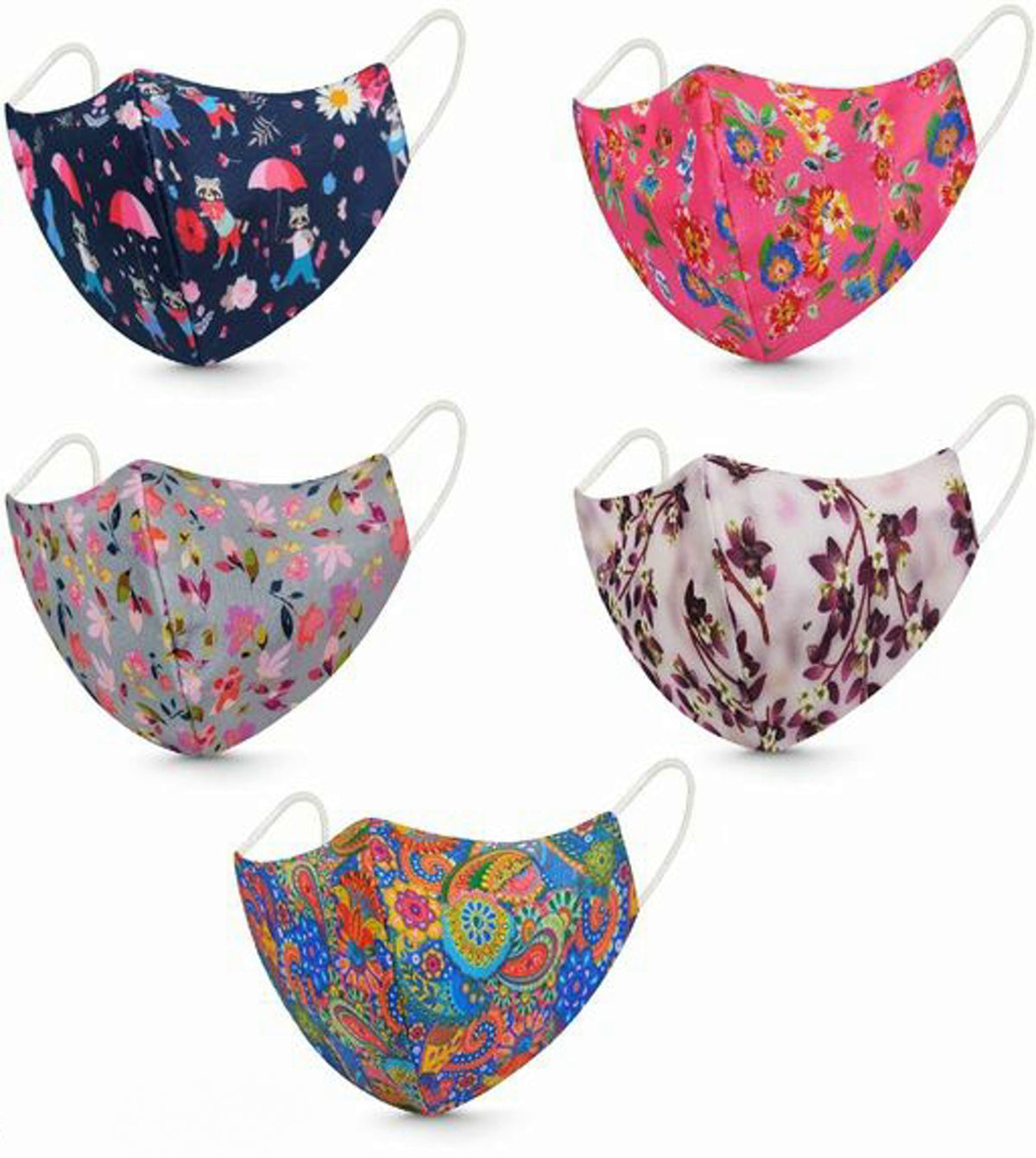 Printed Cotton Face Mask For Women/Men Pack of 5