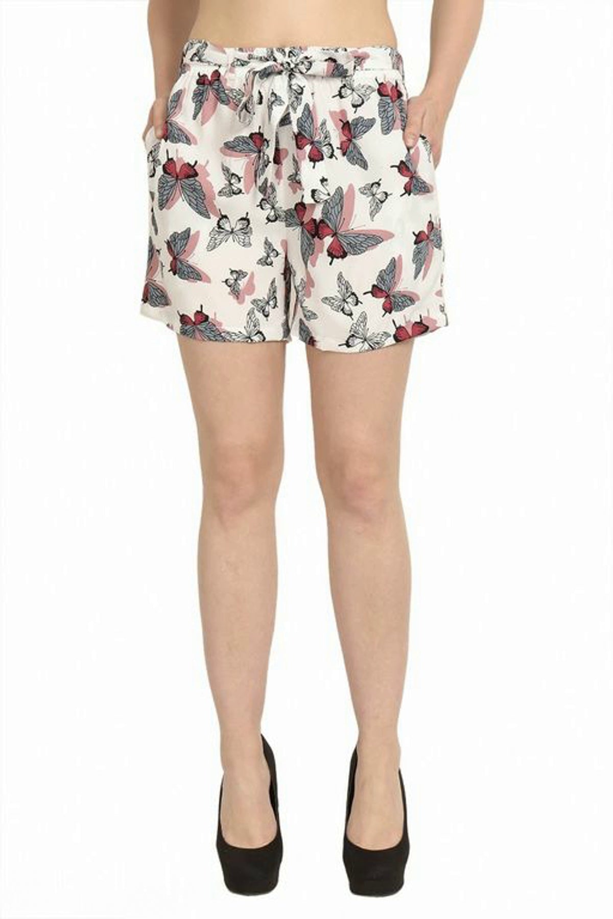 Women White and red Printed Lounge Shorts