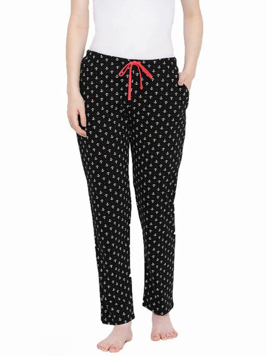 Women Printed Black Lounge Pants