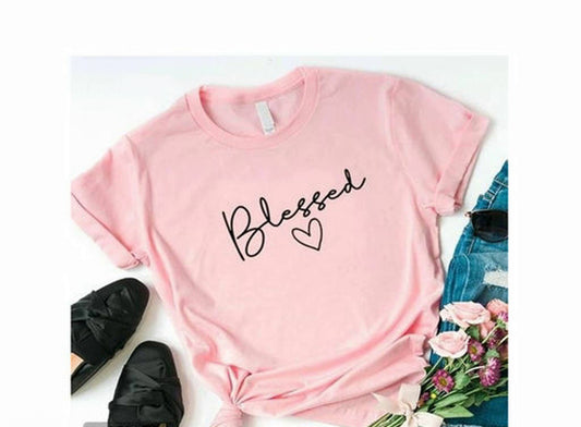 Baby Pink Round Neck Cotton Tshirt