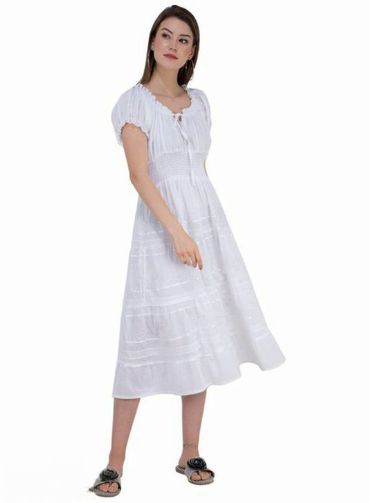 Women's Off white Cotton Dress