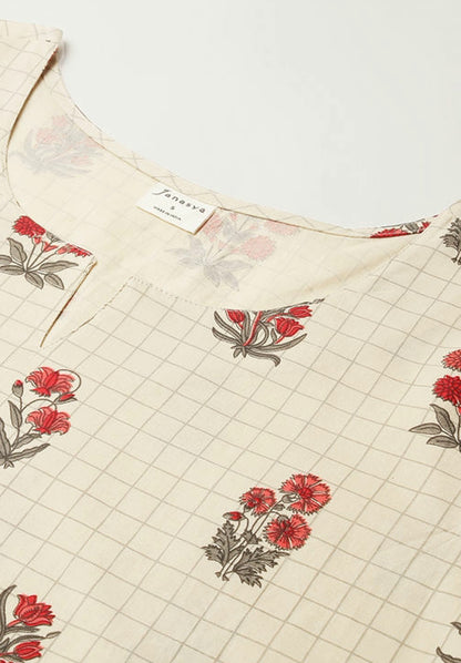 Women's Contrasting Cream Cotton Lounge Wear