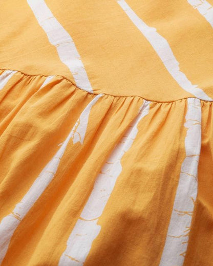 Women's Striped Mustard Fit & Flare Dress