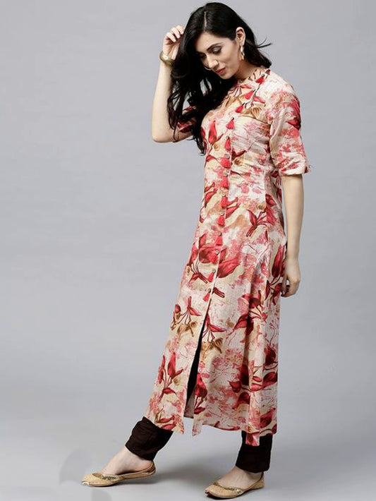 Women's Floral A Line Cotton Kurta