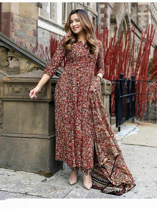 Women's Printed Cotton Anarkali Set