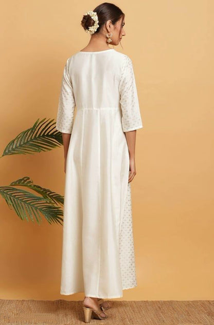Women's Off White Poly Silk Kurta