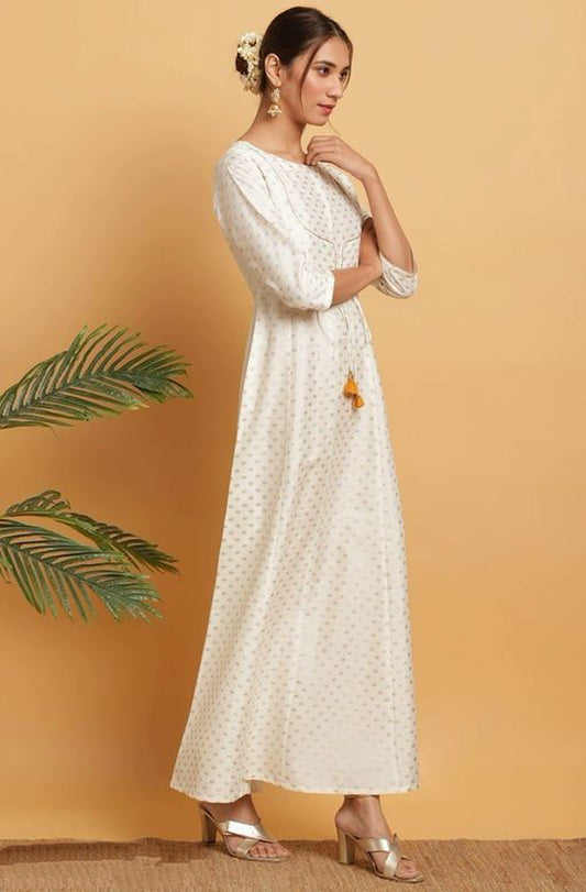Women's Off White Poly Silk Kurta