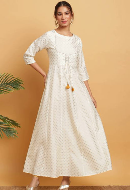 Women's Off White Poly Silk Kurta
