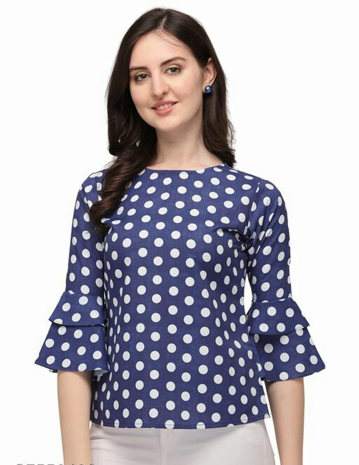 Women's Polka Dots Navy Blue Top