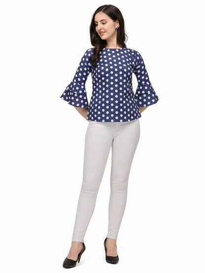 Women's Polka Dots Navy Blue Top