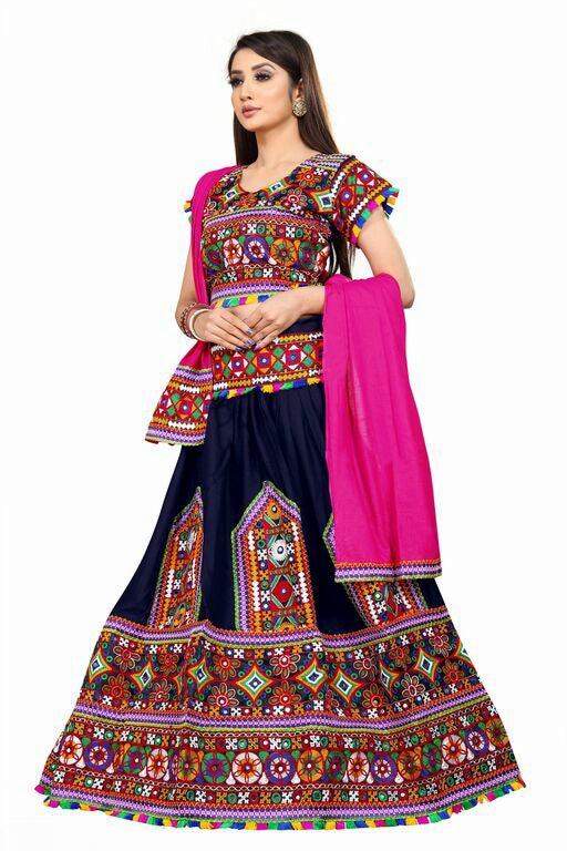 Navratri Navy Blue Gujarati Lehenga choli