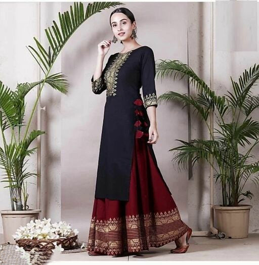 Women's Designer Black Kurta and Lehenga Set