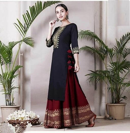 Women's Designer Black Kurta and Lehenga Set