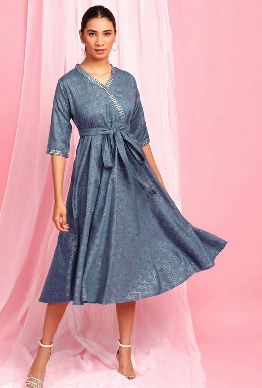 Designer Angarkha Style A Line cotton Dress