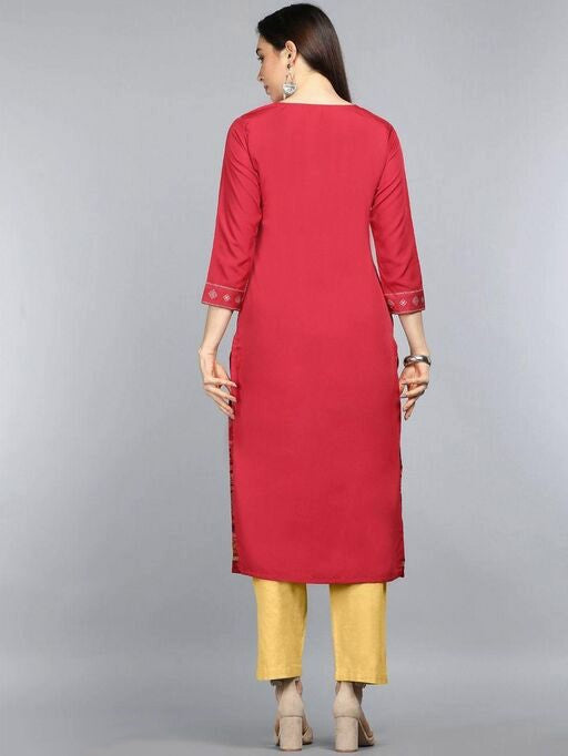 Women Plus Size Red & Beige Ethnic Motifs
