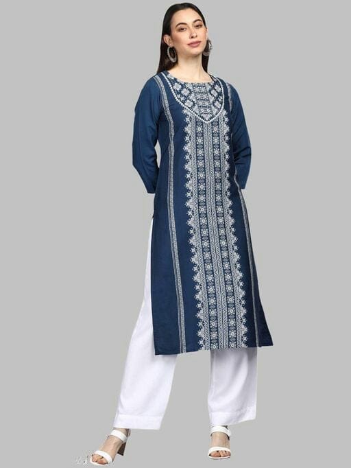 Women Plus Size Blue Ethnic Motifs