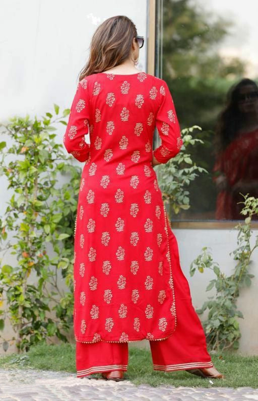 WOMEN'S RAYON PRINTED KURTA SET