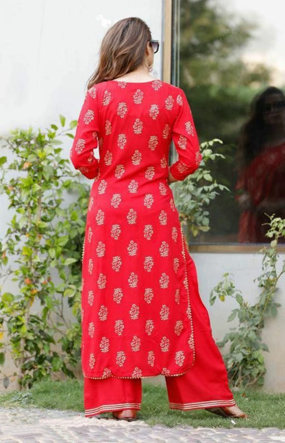 WOMEN'S RAYON PRINTED KURTA SET